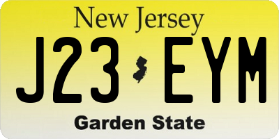 NJ license plate J23EYM