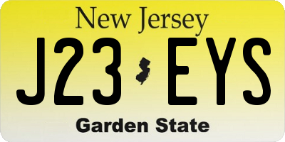 NJ license plate J23EYS