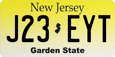 NJ license plate J23EYT