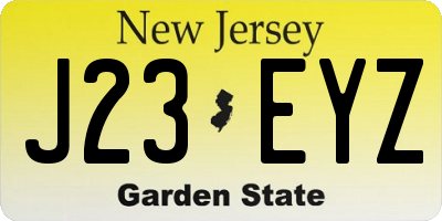NJ license plate J23EYZ