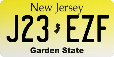 NJ license plate J23EZF