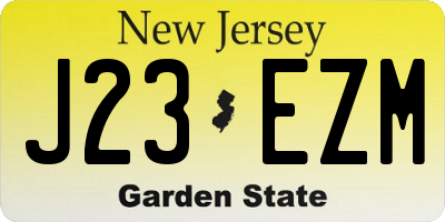 NJ license plate J23EZM