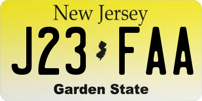 NJ license plate J23FAA