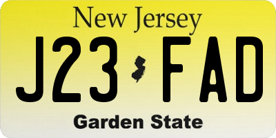 NJ license plate J23FAD
