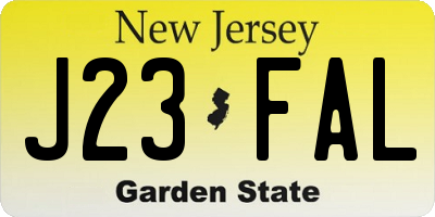 NJ license plate J23FAL