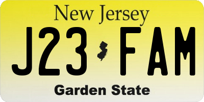 NJ license plate J23FAM