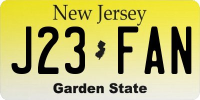 NJ license plate J23FAN