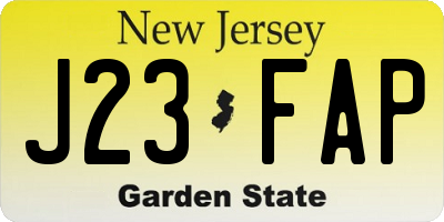 NJ license plate J23FAP