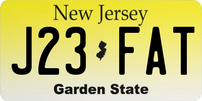 NJ license plate J23FAT