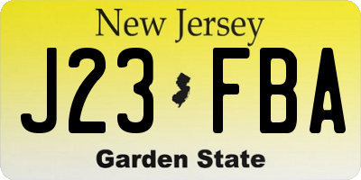 NJ license plate J23FBA