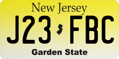 NJ license plate J23FBC