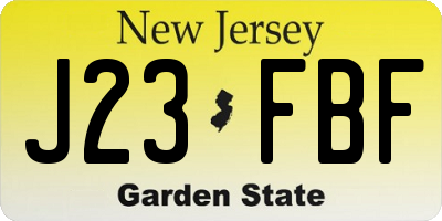 NJ license plate J23FBF