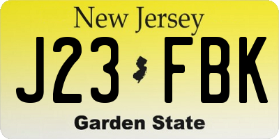 NJ license plate J23FBK