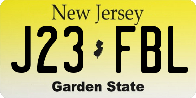 NJ license plate J23FBL