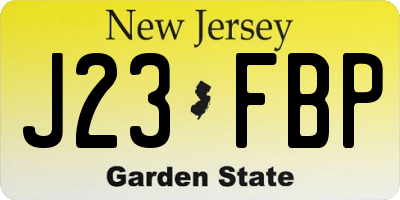 NJ license plate J23FBP