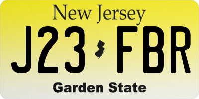 NJ license plate J23FBR