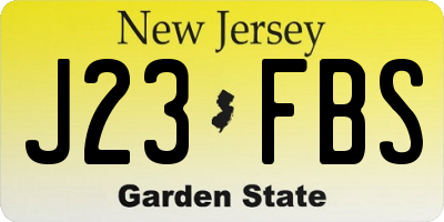 NJ license plate J23FBS