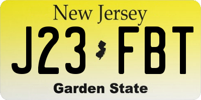 NJ license plate J23FBT
