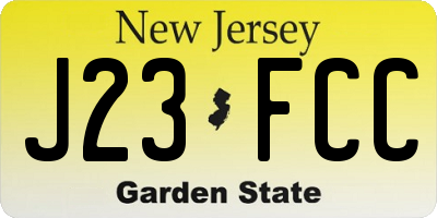 NJ license plate J23FCC