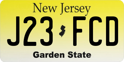 NJ license plate J23FCD