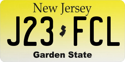 NJ license plate J23FCL