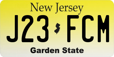 NJ license plate J23FCM