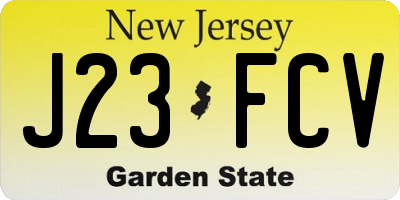 NJ license plate J23FCV