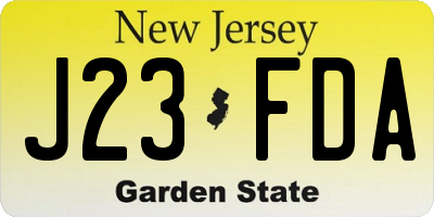 NJ license plate J23FDA