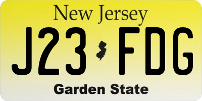 NJ license plate J23FDG