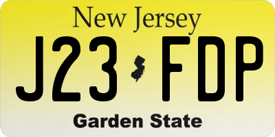 NJ license plate J23FDP