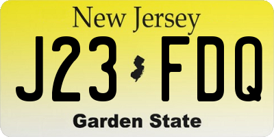 NJ license plate J23FDQ