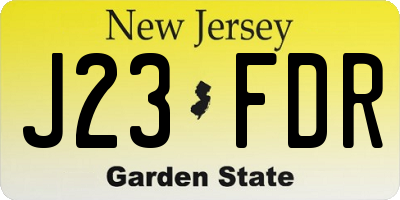 NJ license plate J23FDR