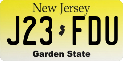 NJ license plate J23FDU