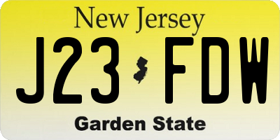 NJ license plate J23FDW