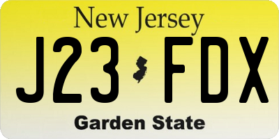 NJ license plate J23FDX