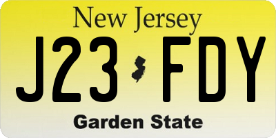 NJ license plate J23FDY