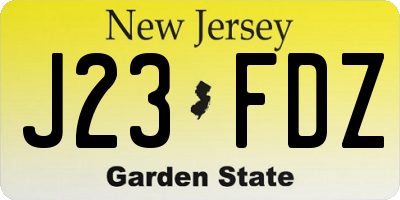 NJ license plate J23FDZ