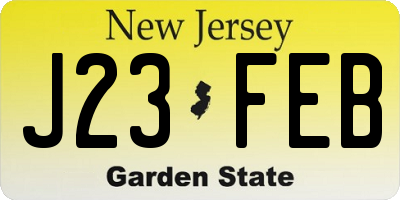 NJ license plate J23FEB