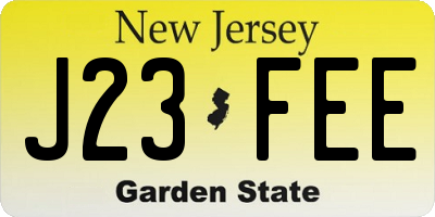 NJ license plate J23FEE