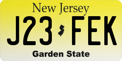 NJ license plate J23FEK
