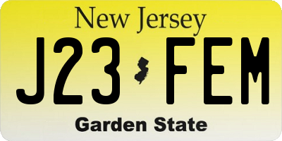 NJ license plate J23FEM