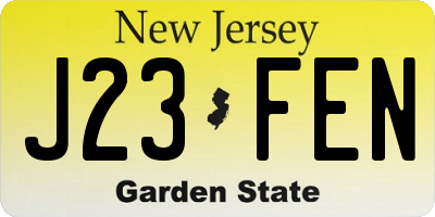 NJ license plate J23FEN
