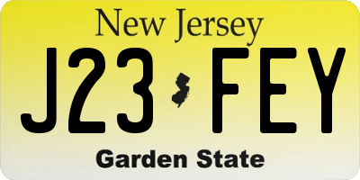 NJ license plate J23FEY