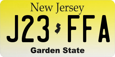 NJ license plate J23FFA