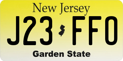 NJ license plate J23FFO