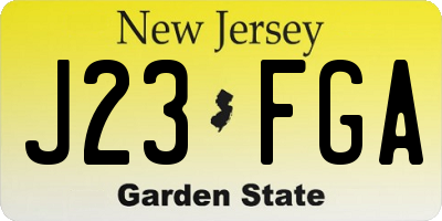 NJ license plate J23FGA