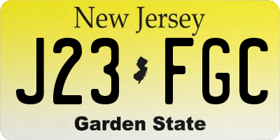 NJ license plate J23FGC