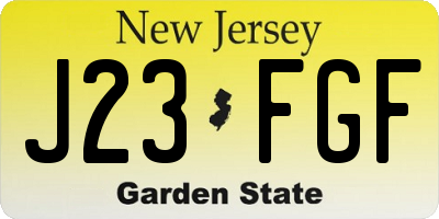 NJ license plate J23FGF