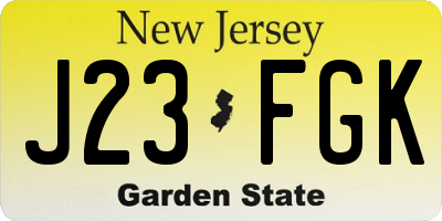 NJ license plate J23FGK