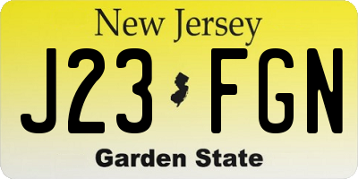 NJ license plate J23FGN